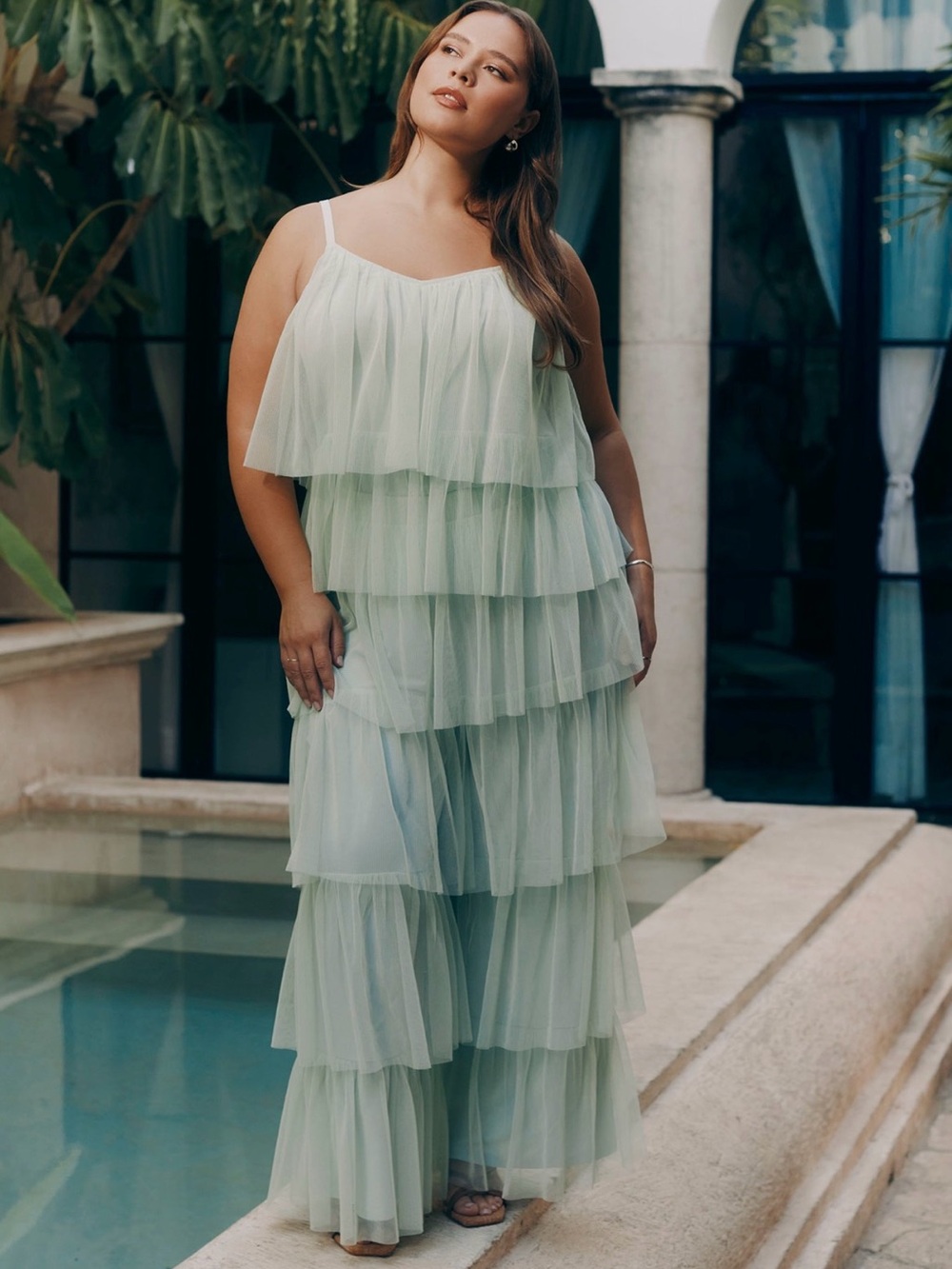 Women’s Tiered Chiffon two piece set - Mint Green